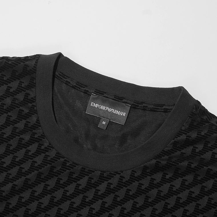 EMPORIO ARMANI メンズ 長袖Tシャツ EM007338 AF10017 UC001 ALLOVER EAGLE ブラック FC375