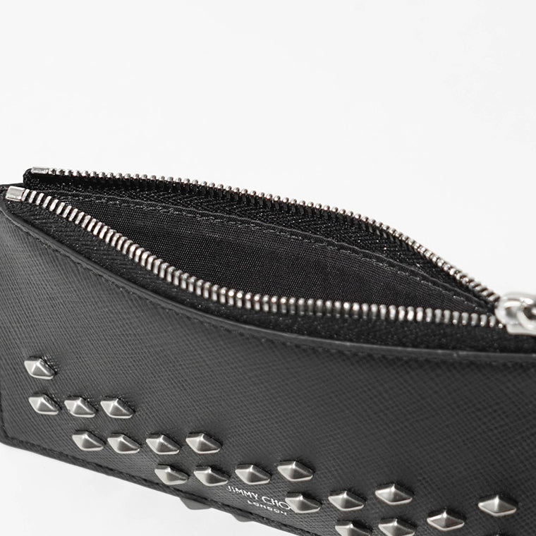 JIMMY CHOO メンズ レディース カードケース ERIS TLJ ブラック BLACK ANTIQUE SILVER
