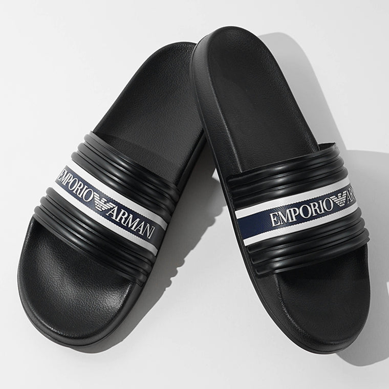 EMPORIO ARMANI SWIMWEAR ライン メンズ サンダル EX000069 AF16403 BLACK BLUE WHITE ブラック MZ684