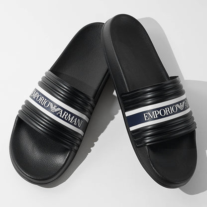 EMPORIO ARMANI SWIMWEAR ライン メンズ サンダル EX000069 AF16403 BLACK BLUE WHITE ブラック MZ684