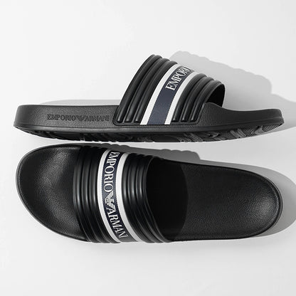 EMPORIO ARMANI SWIMWEAR ライン メンズ サンダル EX000069 AF16403 BLACK BLUE WHITE ブラック MZ684