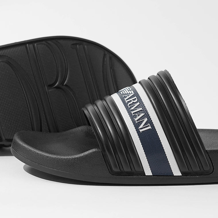EMPORIO ARMANI SWIMWEAR ライン メンズ サンダル EX000069 AF16403 BLACK BLUE WHITE ブラック MZ684