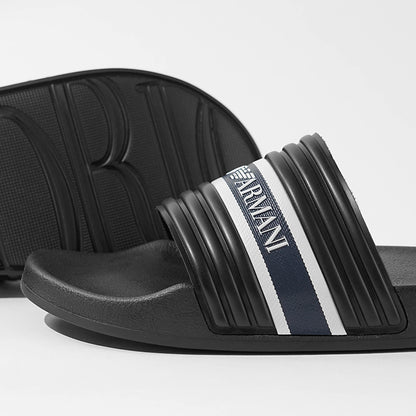 EMPORIO ARMANI SWIMWEAR ライン メンズ サンダル EX000069 AF16403 BLACK BLUE WHITE ブラック MZ684
