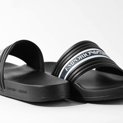 EMPORIO ARMANI SWIMWEAR ライン メンズ サンダル EX000069 AF16403 BLACK BLUE WHITE ブラック MZ684
