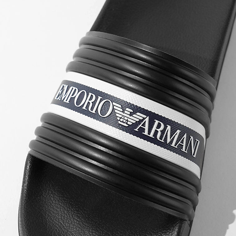 EMPORIO ARMANI SWIMWEAR ライン メンズ サンダル EX000069 AF16403 BLACK BLUE WHITE ブラック MZ684