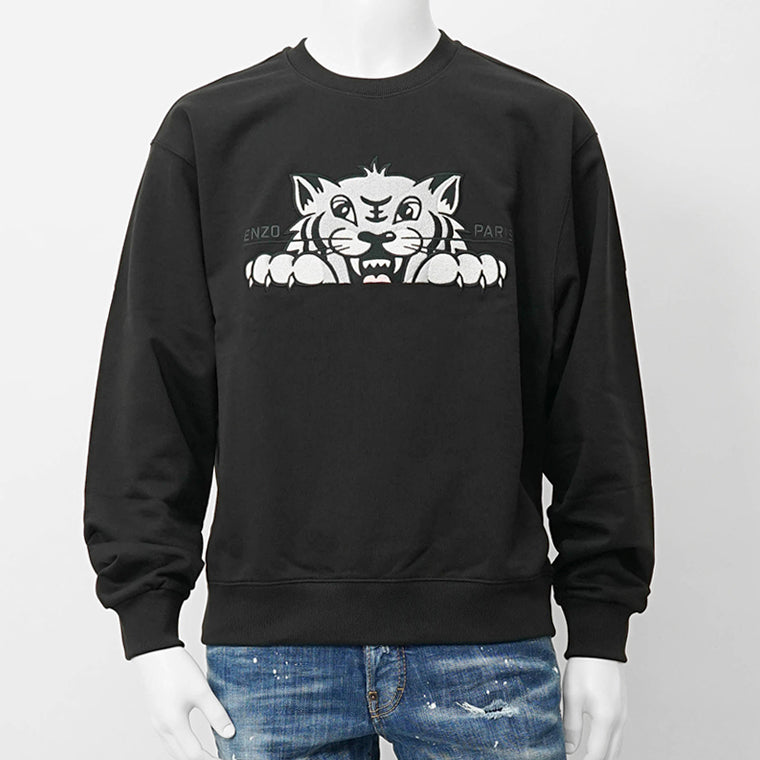 ケンゾー KENZO メンズ スウェットシャツ KENZO HAPPY TIGER EMBROIDERED SWEATSHIRT FF65SW2654MF BLACK ブラック 99J
