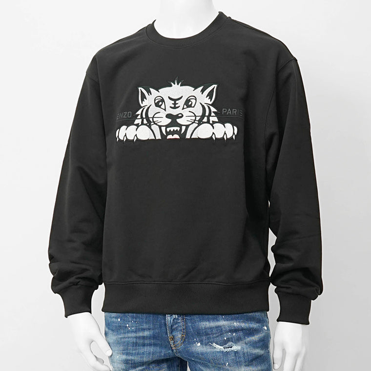 ケンゾー KENZO メンズ スウェットシャツ KENZO HAPPY TIGER EMBROIDERED SWEATSHIRT FF65SW2654MF BLACK ブラック 99J