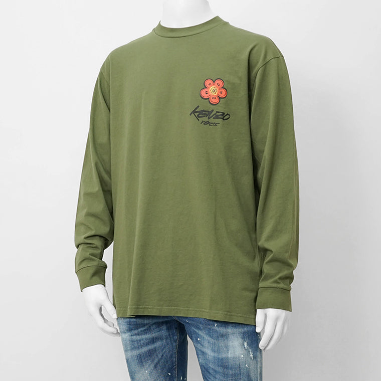 KENZO メンズ 長袖Tシャツ KENZO FUTURA RELAX LS T S FF65TL3514SG KHAKI カーキ 50