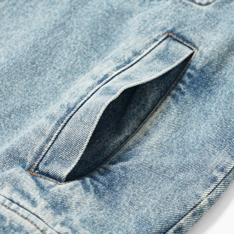 AMI メンズ デニムジャケット AMI DE COEUR WASHED DENIM ZIP JACKET HJK835 DE0046 BLEU USED ウォッシュブルー 480