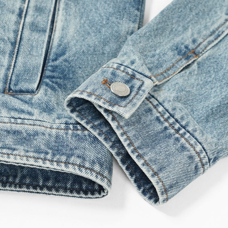 AMI メンズ デニムジャケット AMI DE COEUR WASHED DENIM ZIP JACKET HJK835 DE0046 BLEU USED ウォッシュブルー 480