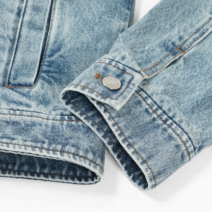AMI メンズ デニムジャケット AMI DE COEUR WASHED DENIM ZIP JACKET HJK835 DE0046 BLEU USED ウォッシュブルー 480