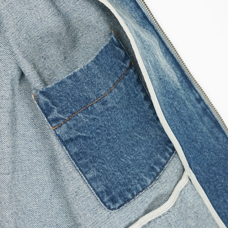 AMI メンズ デニムジャケット AMI DE COEUR WASHED DENIM ZIP JACKET HJK835 DE0046 BLEU USED ウォッシュブルー 480