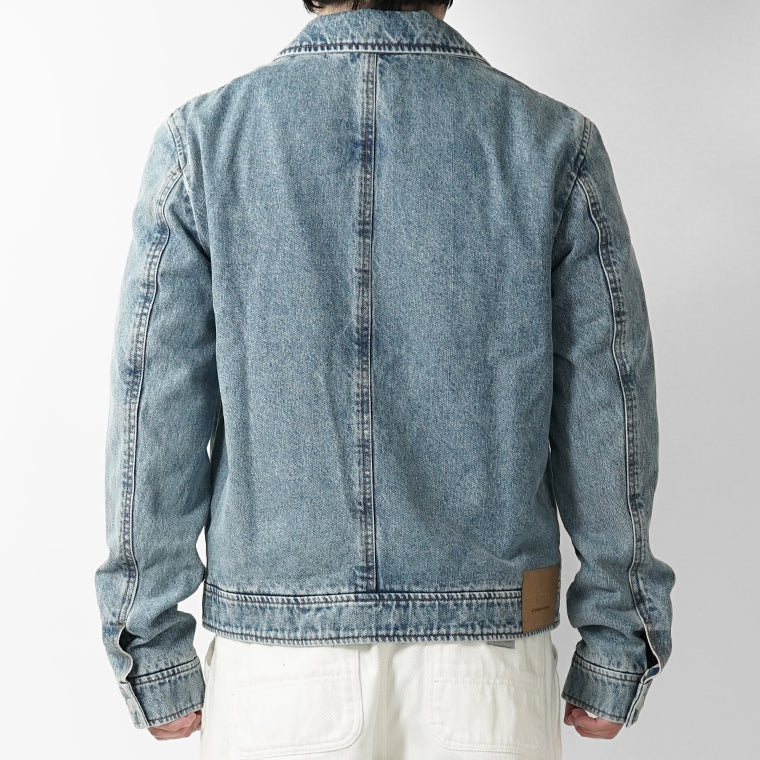 AMI メンズ デニムジャケット AMI DE COEUR WASHED DENIM ZIP JACKET HJK835 DE0046 BLEU USED ウォッシュブルー 480