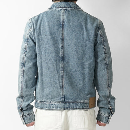 AMI メンズ デニムジャケット AMI DE COEUR WASHED DENIM ZIP JACKET HJK835 DE0046 BLEU USED ウォッシュブルー 480