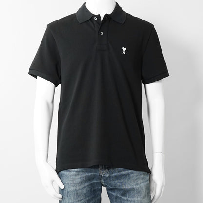 【2026SS SUMMER SALE】AMI メンズ ポロシャツ AMI DE COEUR SHORT SLEEVE POLO SHIRT HPL411 760 NOIR BLANC CREME ブラック 045