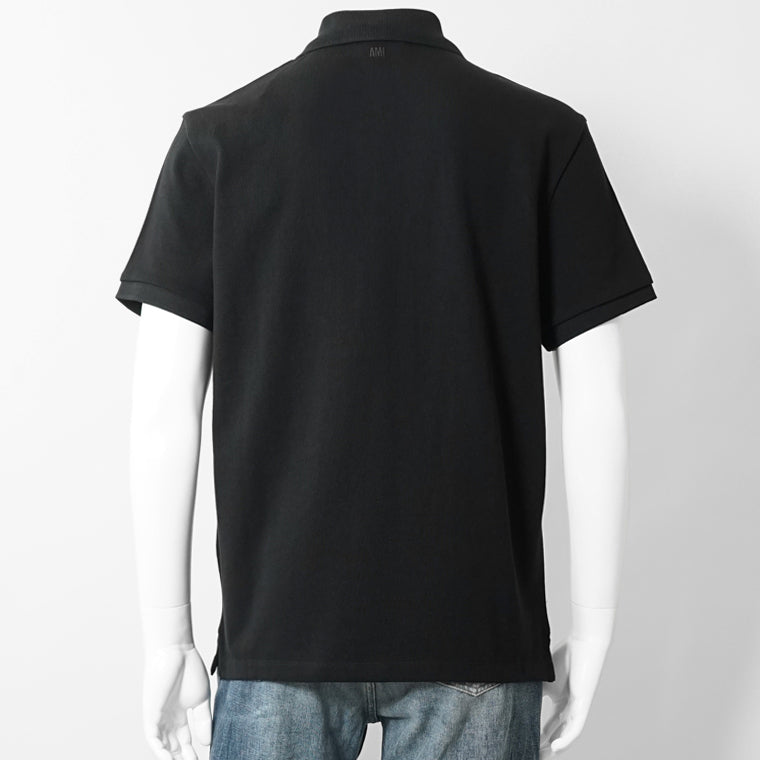 【2026SS SUMMER SALE】AMI メンズ ポロシャツ AMI DE COEUR SHORT SLEEVE POLO SHIRT HPL411 760 NOIR BLANC CREME ブラック 045