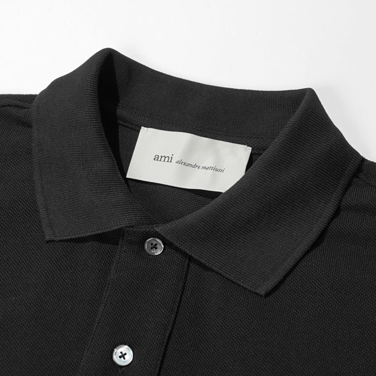 【2026SS SUMMER SALE】AMI メンズ ポロシャツ AMI DE COEUR SHORT SLEEVE POLO SHIRT HPL411 760 NOIR BLANC CREME ブラック 045