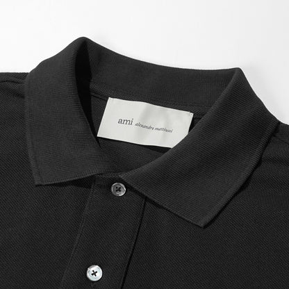 【2026SS SUMMER SALE】AMI メンズ ポロシャツ AMI DE COEUR SHORT SLEEVE POLO SHIRT HPL411 760 NOIR BLANC CREME ブラック 045