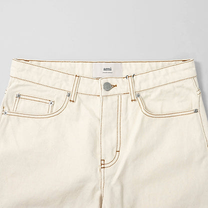 【SUMMER FINAL SALE】 AMI メンズ ジーンズ HTR001 DE0039 BLANC CREME アイボリー 136