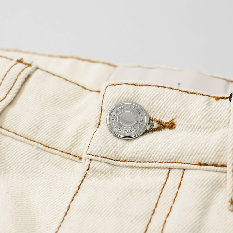 【SUMMER FINAL SALE】 AMI メンズ ジーンズ HTR001 DE0039 BLANC CREME アイボリー 136
