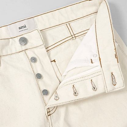 【SUMMER FINAL SALE】 AMI メンズ ジーンズ HTR001 DE0039 BLANC CREME アイボリー 136