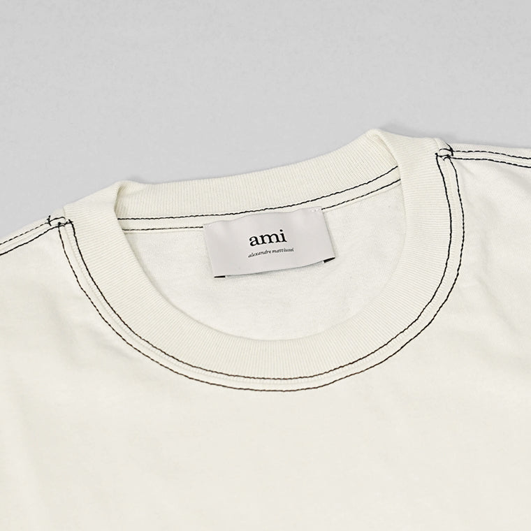 【SUMMER FINAL SALE】 AMI メンズ Tシャツ HTS029 JE0118 BLANC CREME アイボリー 136