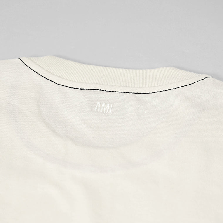 【SUMMER FINAL SALE】 AMI メンズ Tシャツ HTS029 JE0118 BLANC CREME アイボリー 136