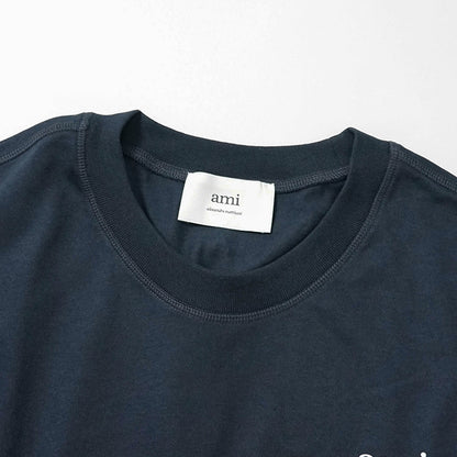 【SUMMER FINAL SALE】 AMI メンズ 長袖Tシャツ HTS248 JE0119 BLEU MARINE ネイビー 4011