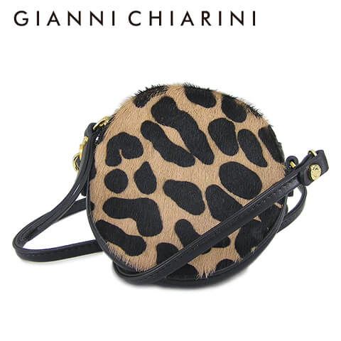 GIANNI CHIARINI レディース ショルダーバッグ TAMBURELLO & POCKET BS8344 CAV PL LEO MACCHIA NERA NERO 10730