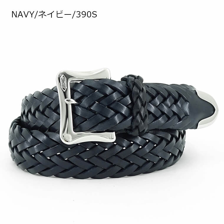 美品 メッシュベルト J&M davidson 編み込み 本革 ネイビー Amazon