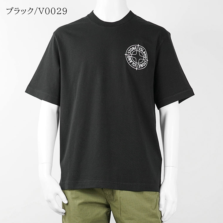 ストーンアイランド STONE ISLAND メンズ Tシャツ ブラック アイボリー