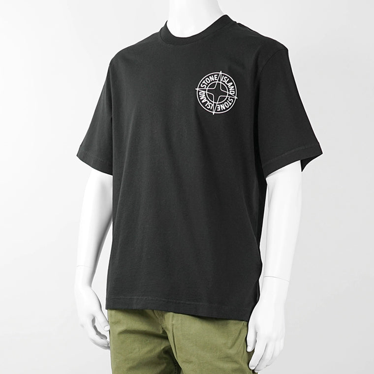 ストーンアイランド STONE ISLAND メンズ Tシャツ ブラック アイボリー