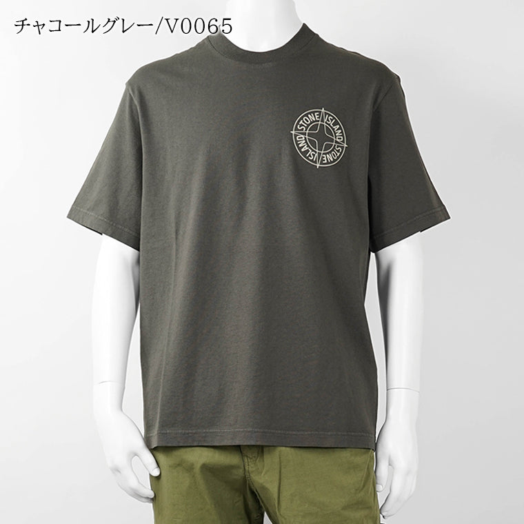 ストーンアイランド STONE ISLAND メンズ Tシャツ ブラック アイボリー