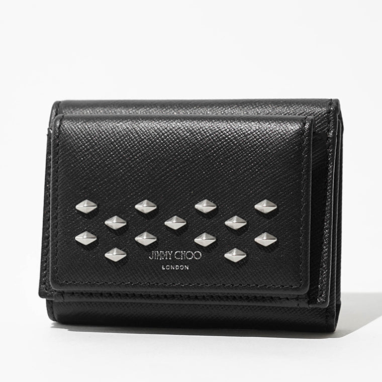 JIMMY CHOO メンズ 3つ折り財布 LEOX TLJ ブラック BLACK ANTIQUE SILVER