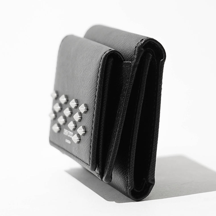 JIMMY CHOO メンズ 3つ折り財布 LEOX TLJ ブラック BLACK ANTIQUE SILVER