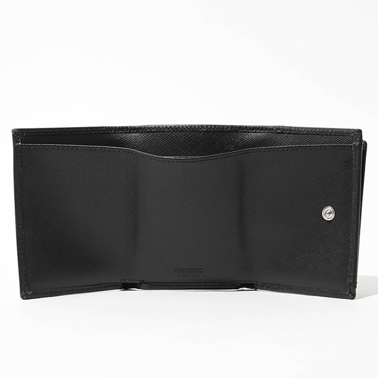 JIMMY CHOO メンズ 3つ折り財布 LEOX TLJ ブラック BLACK ANTIQUE SILVER
