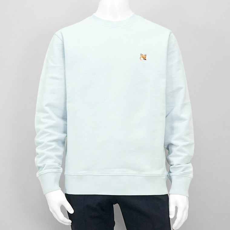MAISON KITSUNE メンズ スウェットシャツ FOX HEAD PATCH REGULAR SWEATSHIRT LM00301 KM0001 CIRRUS BLUE シーラスブルー 0072