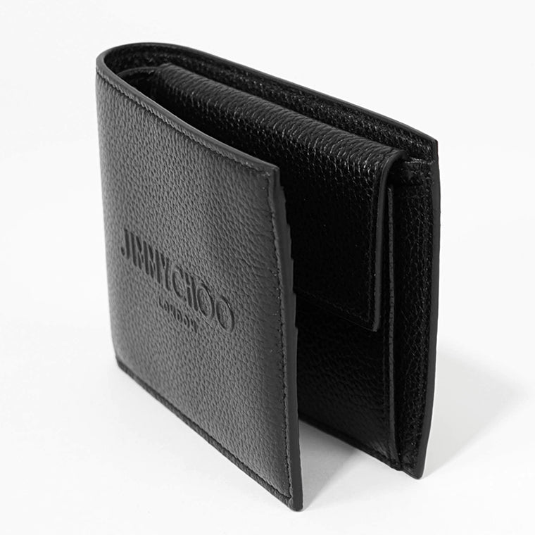 JIMMY CHOO メンズ 2つ折り財布 LUKA LDA ブラック BLACK GUNMETAL