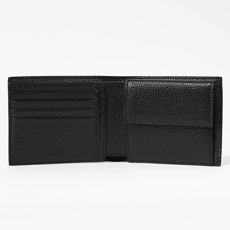 JIMMY CHOO メンズ 2つ折り財布 LUKA LDA ブラック BLACK GUNMETAL