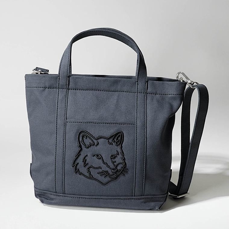 MAISON KITSUNE レディース メンズ トートバッグ FOX HEAD SMALL TOTE LW05103 WW0107 SLATE GREY 0076
