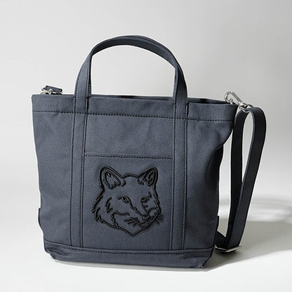 MAISON KITSUNE レディース メンズ トートバッグ FOX HEAD SMALL TOTE LW05103 WW0107 SLATE GREY 0076