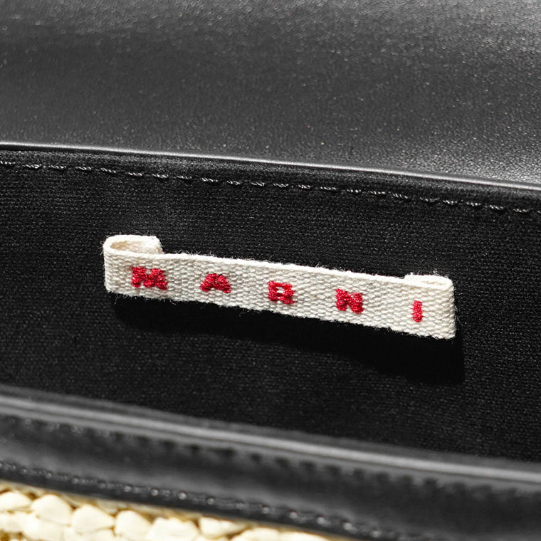 MARNI KIDS キッズ ショルダーバッグ MW113F RAFFIA EFFECT SMILE BAG M01828 M00WR ブラック 0M900