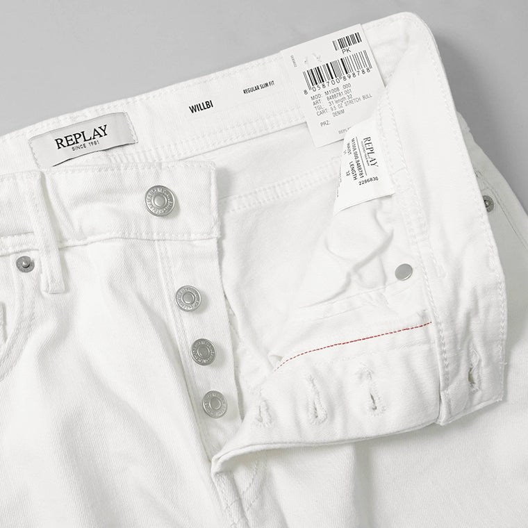 【SUMMER FINAL SALE】 REPLAY メンズ ジーンズ WILLBI M1008 8488781 ホワイト 001