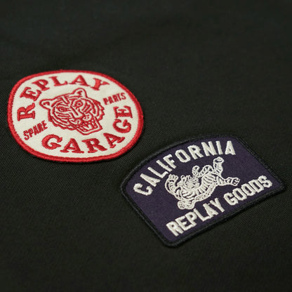 REPLAY メンズ スウェットシャツ BRUSHED COTTON PATCH SWEATSHIRT M13LR 7242NW ブラック 098