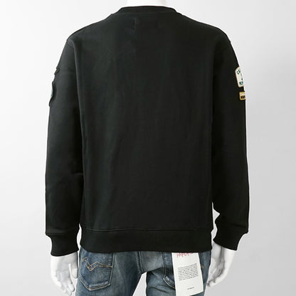 REPLAY メンズ スウェットシャツ BRUSHED COTTON PATCH SWEATSHIRT M13LR 7242NW ブラック 098