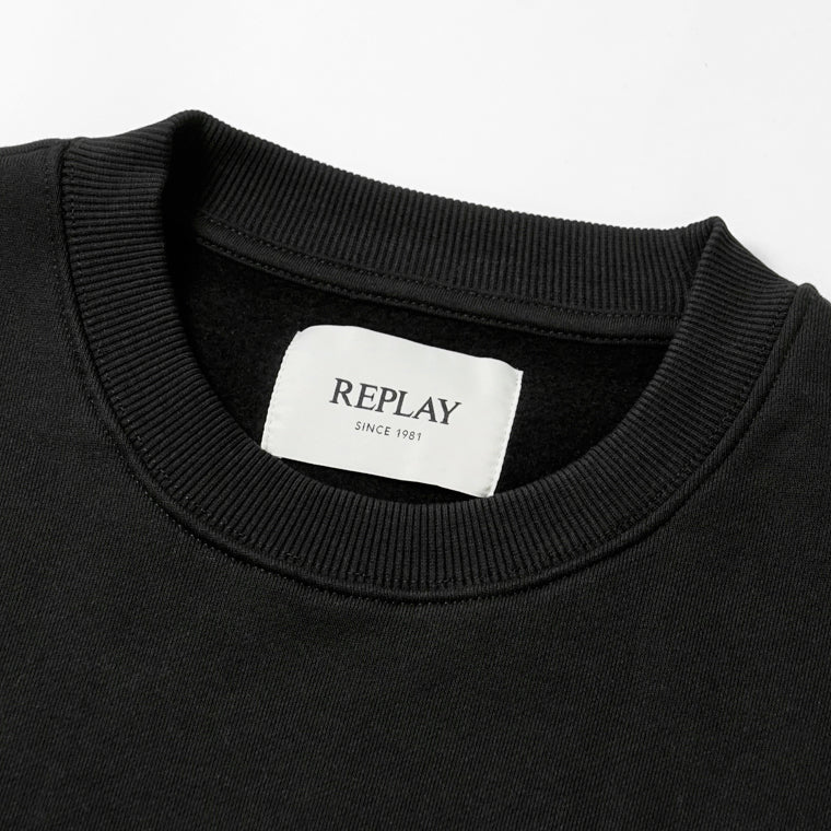 REPLAY メンズ スウェットシャツ BRUSHED COTTON PATCH SWEATSHIRT M13LR 7242NW ブラック 098