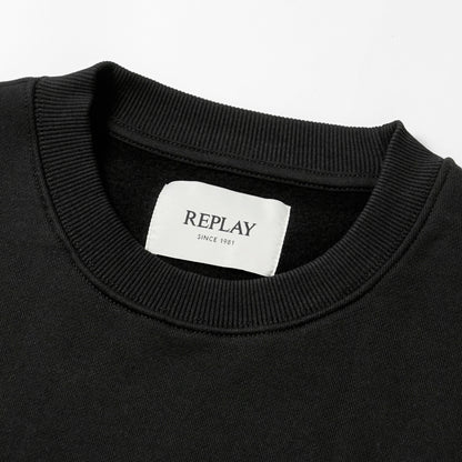 REPLAY メンズ スウェットシャツ BRUSHED COTTON PATCH SWEATSHIRT M13LR 7242NW ブラック 098