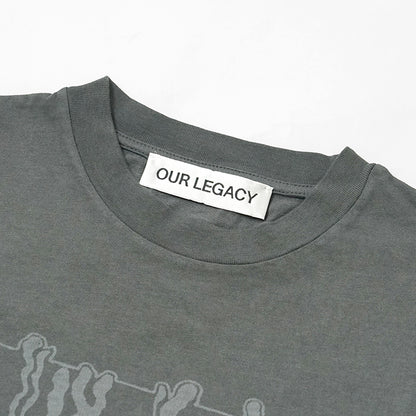 OUR LEGACY メンズ Tシャツ BOX T-SHIRT M2266BA ウォッシュグレー ANGRY FAN MAIL PRINT