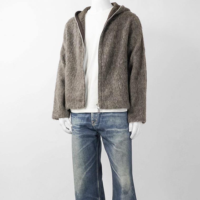 OUR LEGACY メンズ ジップアップパーカー FULL ZIP HOOD M2266FM モレグレー MOLE GREY HAIRY WOOL
