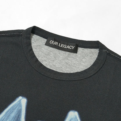 OUR LEGACY メンズ Tシャツ NEW BOX T-SHIRT M2266NF ブラック FALLEN ANGEL PRINT